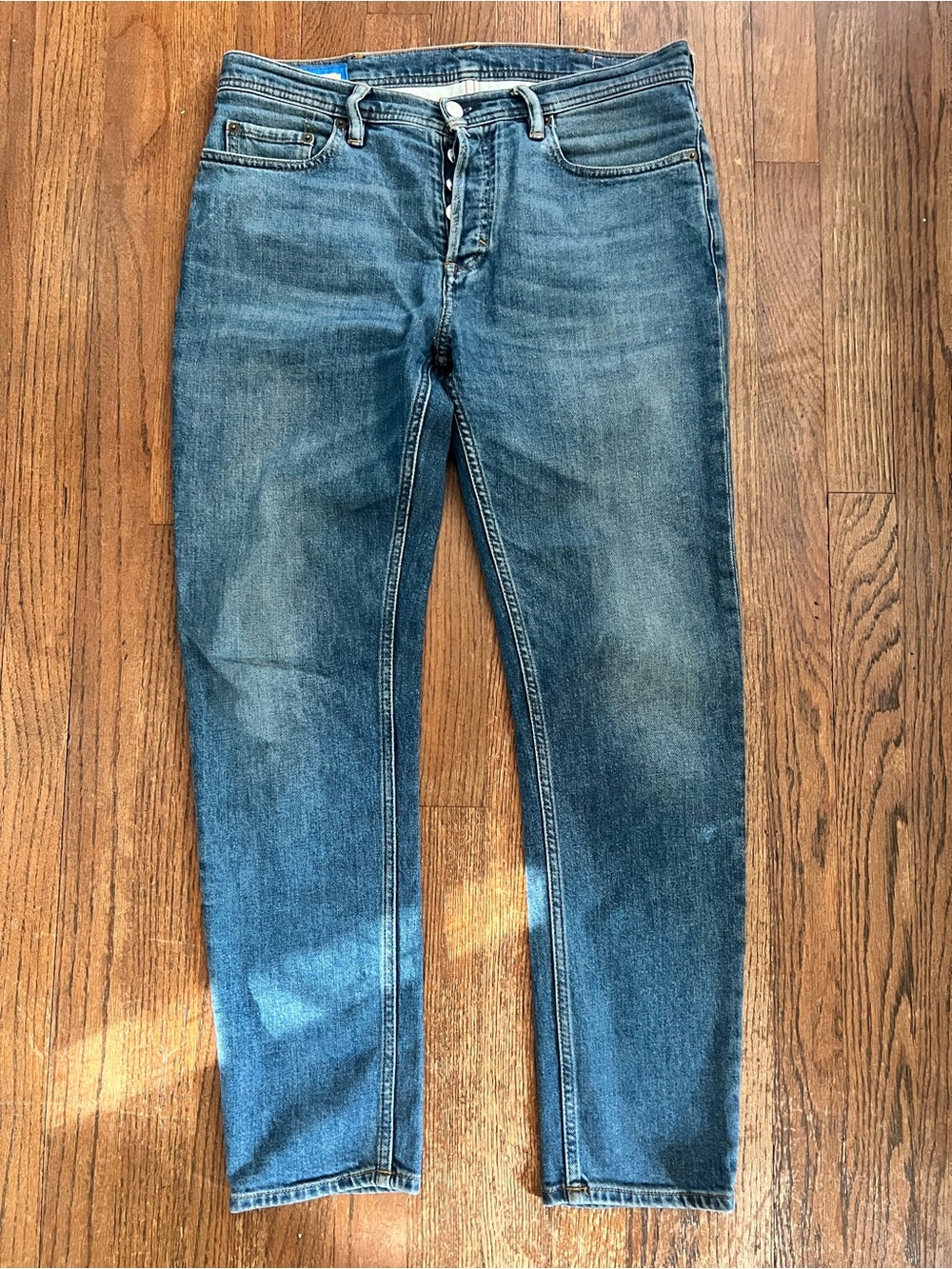 Acne Studios Blå Konst River Mid Blue Jeans 29x32 no
